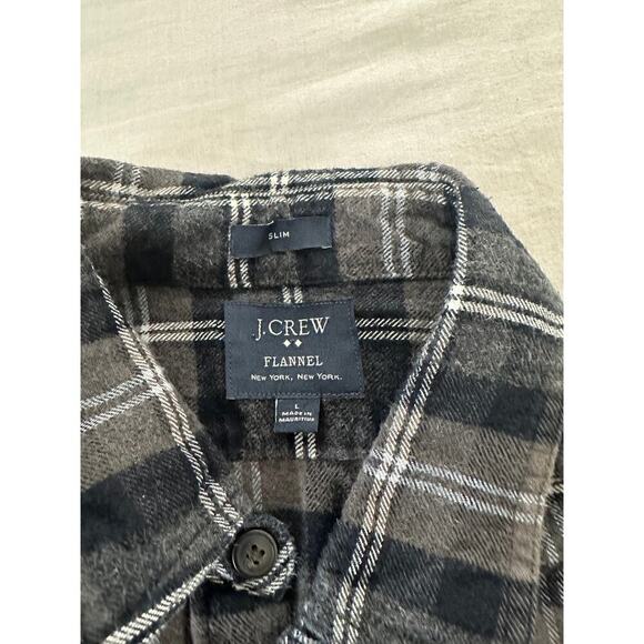 J. Crew Buffalo Plaid Grey Flannel sz Large Slim - Picture 3 of 3